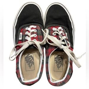 Vans Plaid Black‎ and Red Sneakers